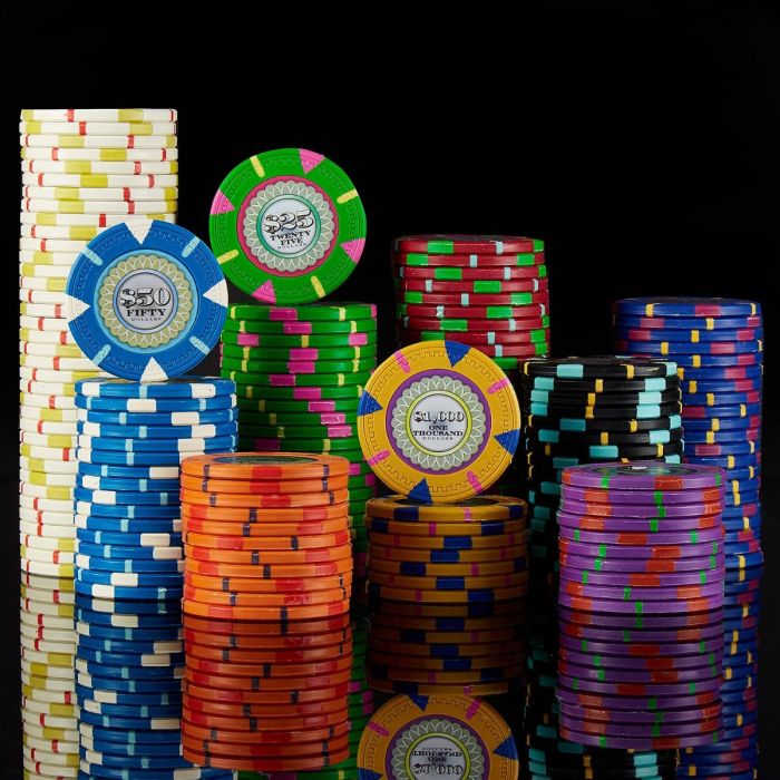 The Mint 500 Count Poker Chip Set – 13.5g Clay Composite Chips with Aluminum Case
