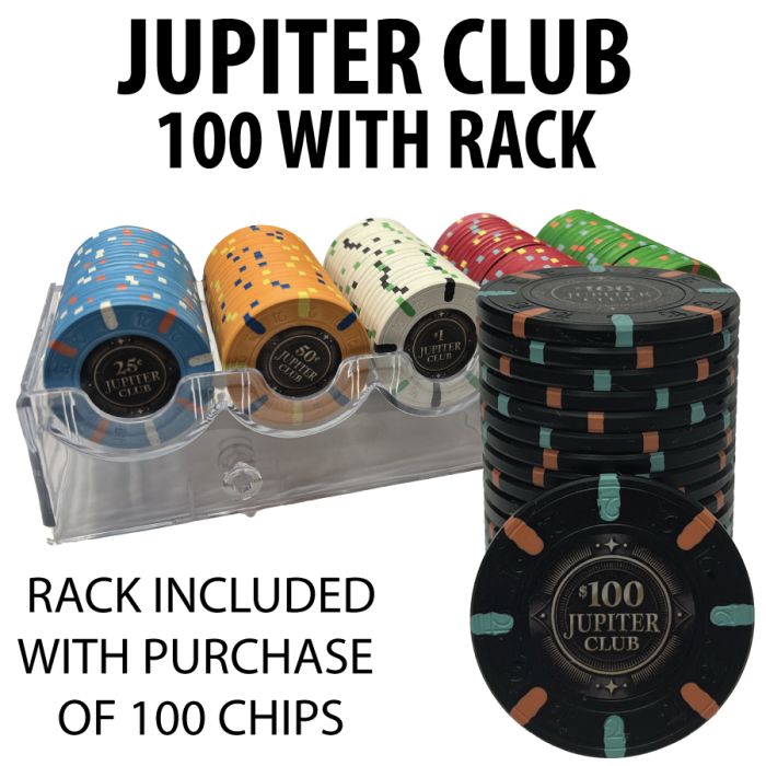 Jupiter Club 43mm 100 $100 chips with free rack  