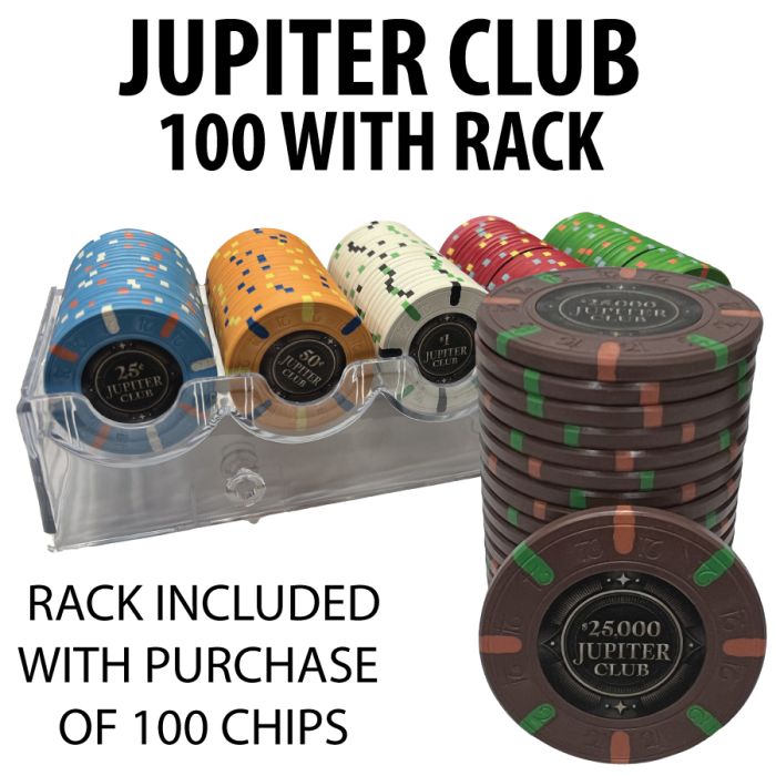 Jupiter Club 43mm 100 $25,000 chips with free rack  