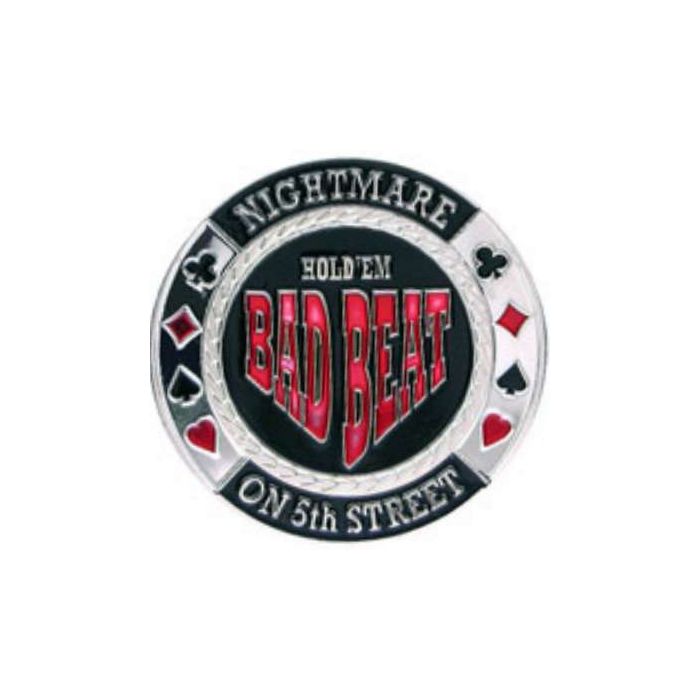 Poker Protector Card Guard Cover in Capsule :  Bad Beat Nightmere on 5th Street SILVER
