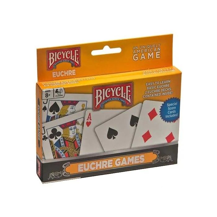 2 Deck Set Bicycle EUCHRE GAMES Playing Cards Blue Racer Back 