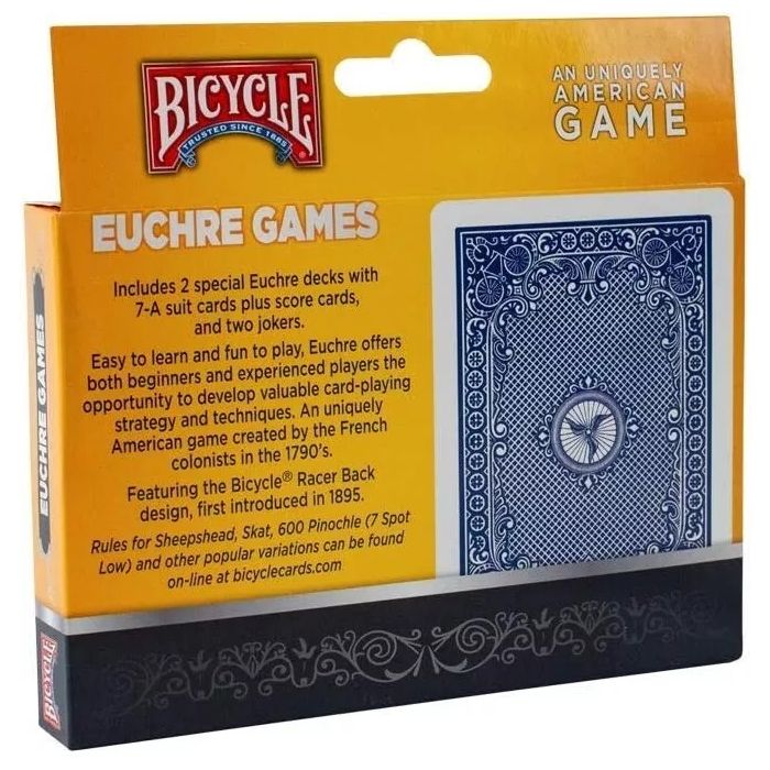 2 Deck Set Bicycle EUCHRE GAMES Playing Cards Blue Racer Back 