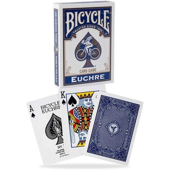 2 Deck Set Bicycle EUCHRE GAMES Playing Cards Blue Racer Back 