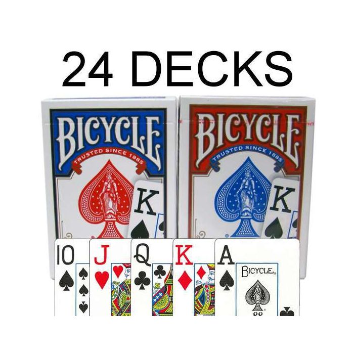 Bicycle Rider Back Plastic Coated Playing Cards 24 Decks Red & Blue JUMBO Index