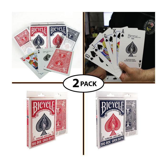 Bicycle Big Box Jumbo Oversize Playing Cards 4.5"x7" Pack of 2 Red and Blue