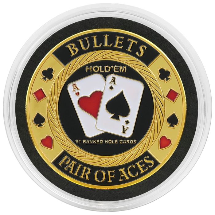 Poker Protector Card Guard Cover in Capsule :  Bullets Gold