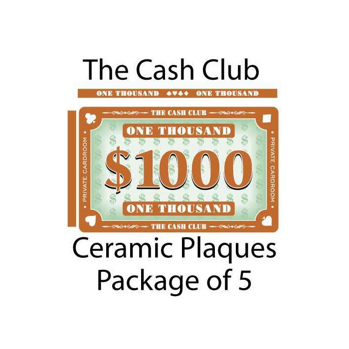 The Cash Club Ceramic Poker Chip Plaques $1000  Pack of 5 