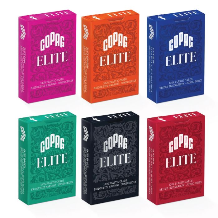 Copag Elite 100% Plastic Playing Cards – Bridge Size Jumbo Index Value 12 Pack (Narrow)