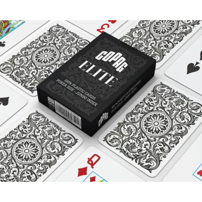 Copag Elite 100% Plastic Playing Cards – Poker Size Jumbo Index Black (Single Deck)