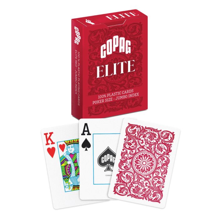 Copag Elite 100% Plastic Playing Cards – Poker Size Jumbo Index Red (Single Deck)