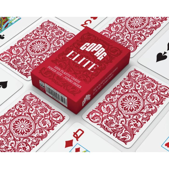 Copag Elite 100% Plastic Playing Cards – Poker Size Jumbo Index Red (Single Deck)