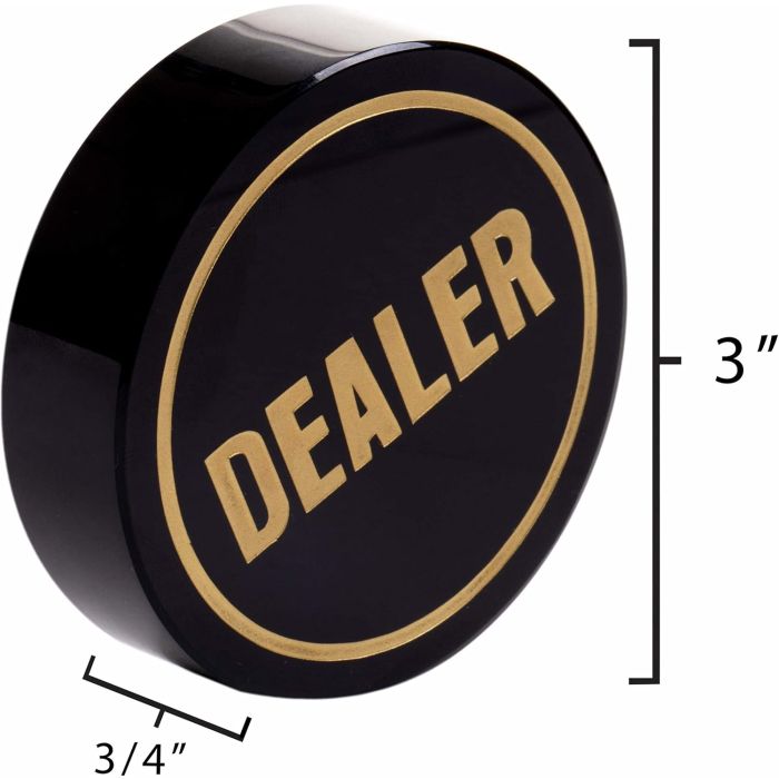 3 inch Crystal Dealer Button Black Double Sided Dealer Button