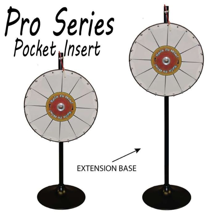 24 Inch Pocket Insert Customizable Prize Wheel with Bonus Extension Base 