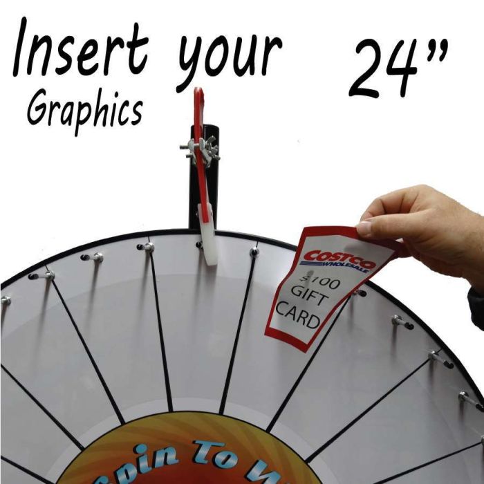 24 Inch Pocket Insert Customizable Prize Wheel with Bonus Extension Base 
