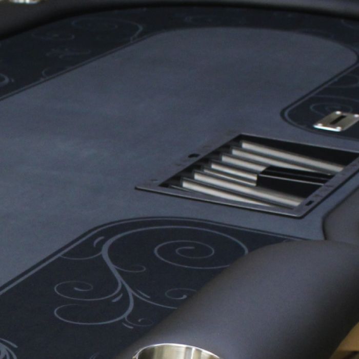 Dye Sublimation Casino Poker Table Cloth - BLACK GRAND Design for 9 x 4 foot table 