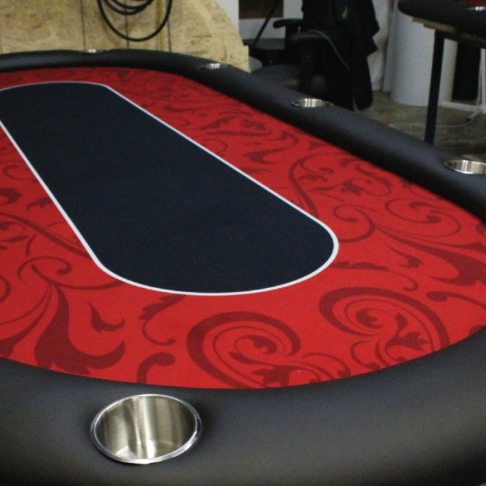 Dye Sublimation Casino Poker Table Cloth - RED ELITE Design for 8 x 4 foot table 