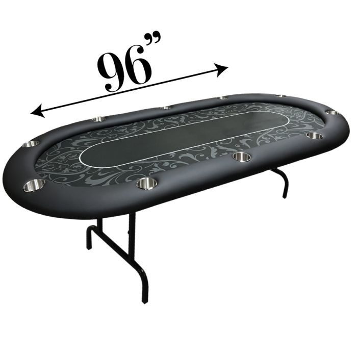 POKER TABLE SPS ELITE - Black Full Bumper Table With Steel Folding Legs