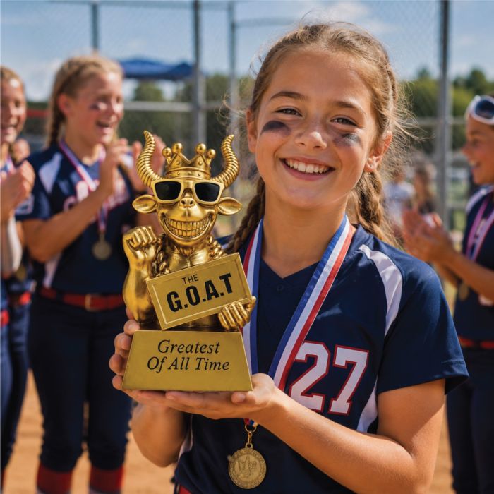 10-Inch G.O.A.T. Trophy – Handmade Gold Greatest of All Time Award for Poker Tournament Champs, Fantasy Football Champions.