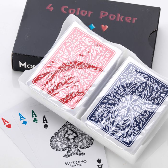 Modiano Playing Cards 4 Colour Poker Wide Regular Index 100% Plastic