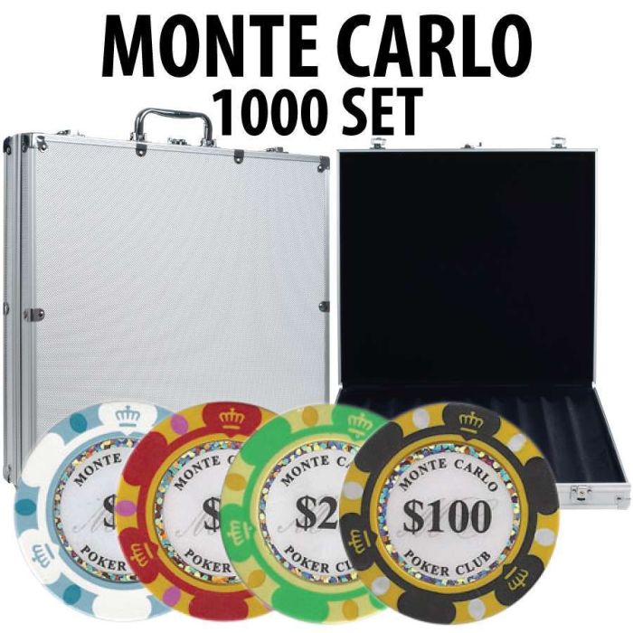 Monte Carlo 1000 Poker Chip Set with Aluminum Case