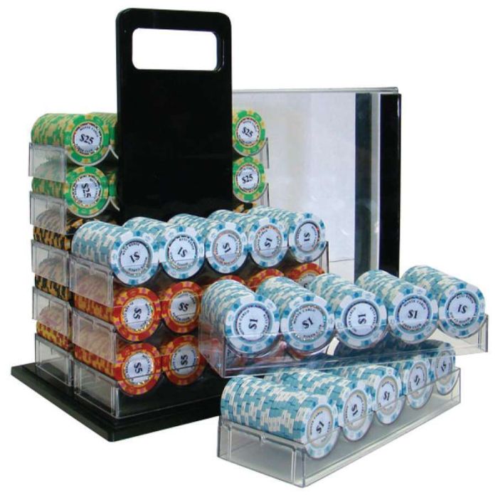 Monte Carlo 1000 Poker Chip Set with Acrylic Carrier and Racks