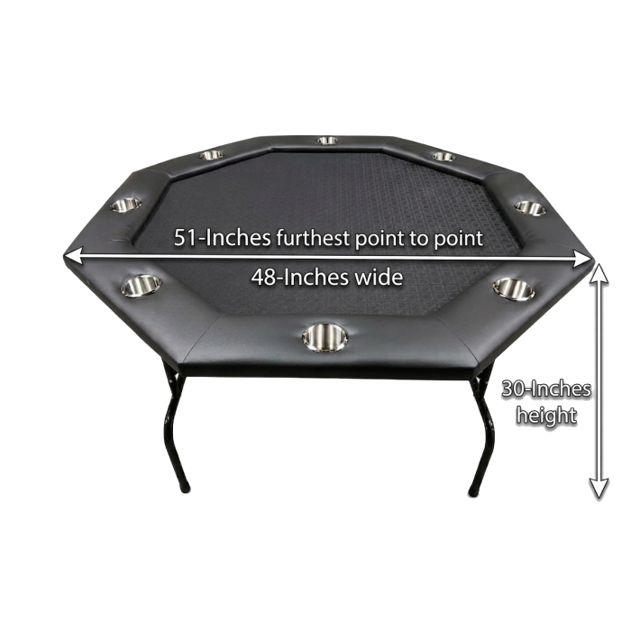 8-Player Octagon Poker Table  48” Folding Poker Table with Black Speed Cloth