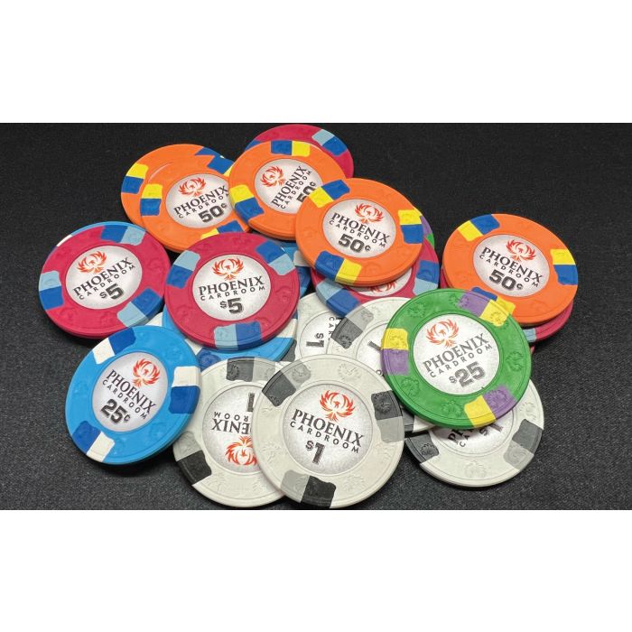 Phoenix Cardroom Clay 500 Poker Chips with Aluminum Case