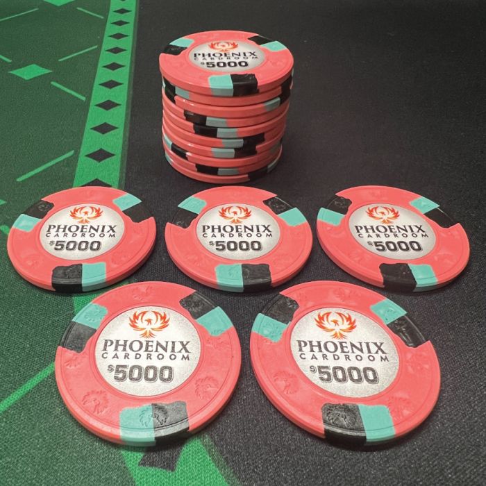Phoenix Cardroom Clay 500 Poker Chips with Aluminum Case