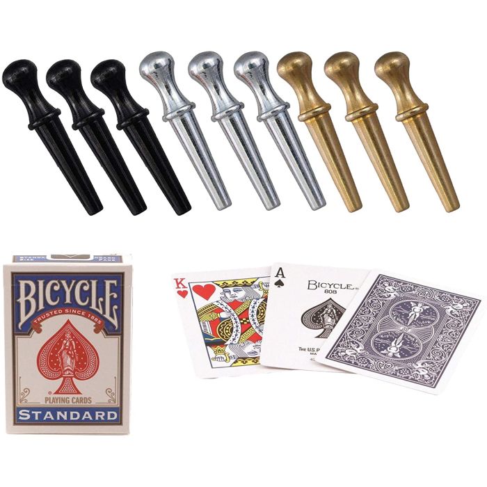 3-Track Colour Coded Real Pine Wood Cribbage Game with Deck of Bicycle Cards and Premium Metal Cribbage Pegs