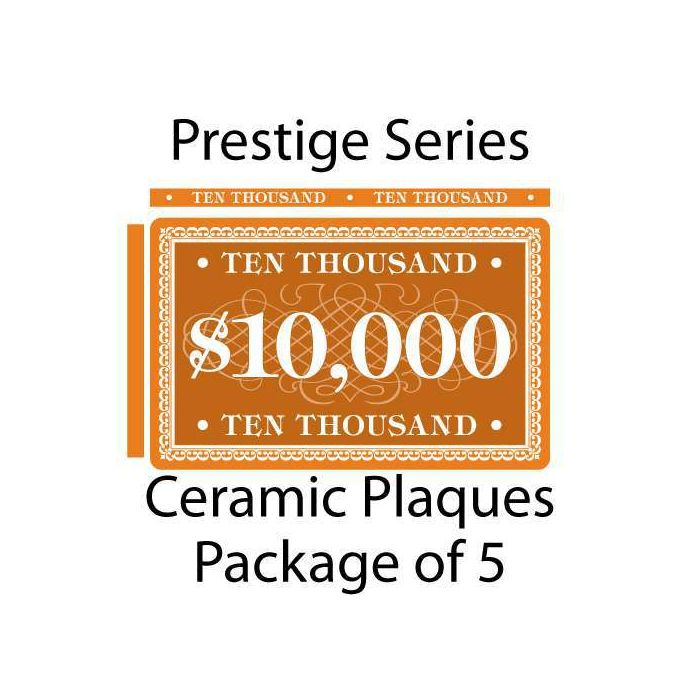 Prestige Series Ceramic Poker Chip Plaques $10,000  Pack of 5 