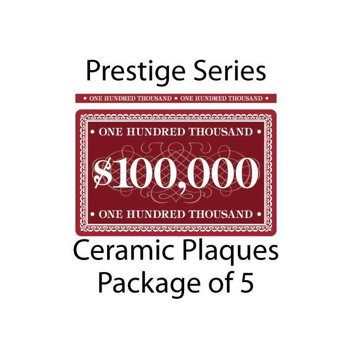Prestige Series Ceramic Poker Chip Plaques $100,000  Pack of 5 