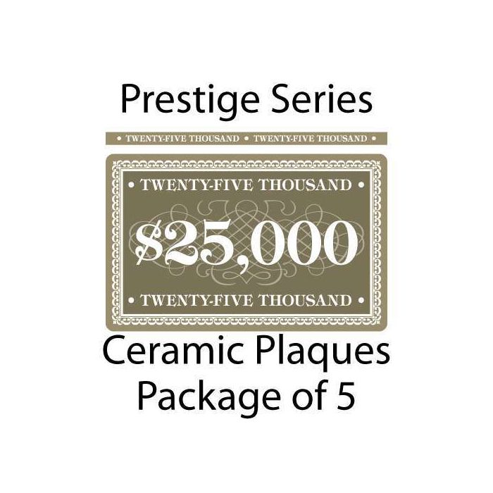 Prestige Series Ceramic Poker Chip Plaques $25,000  Pack of 5 