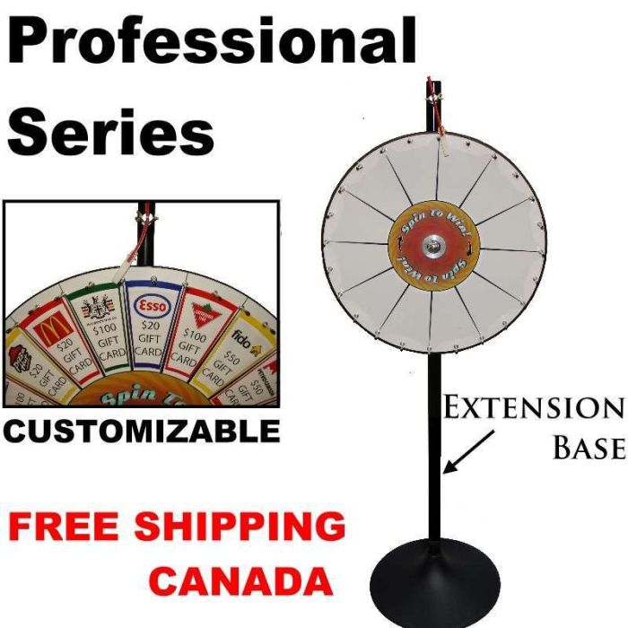 24 Inch Pocket Insert Customizable Prize Wheel with Bonus Extension Base 