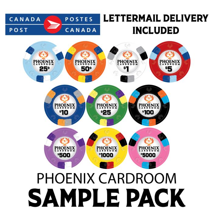 Phoenix Cardroom Poker Chips Clay SAMPLE PACK 10 CHIPS