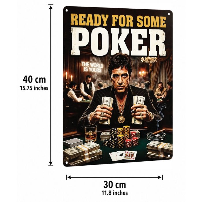 Ready for Some Poker Aluminum Sign 40 x 30 cm | Casino Poker Room Wall Decor