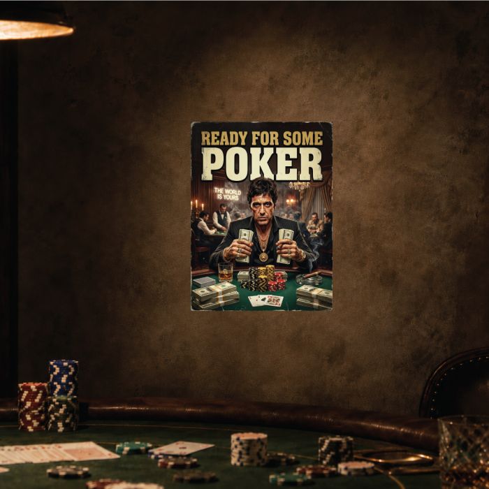 Ready for Some Poker Aluminum Sign 40 x 30 cm | Casino Poker Room Wall Decor