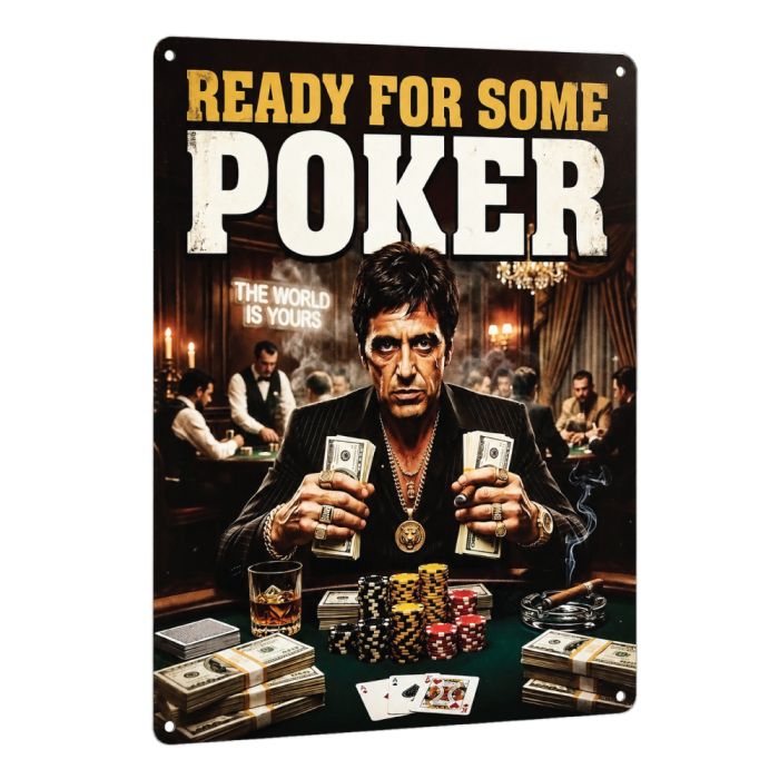 Ready for Some Poker Aluminum Sign 40 x 30 cm | Casino Poker Room Wall Decor