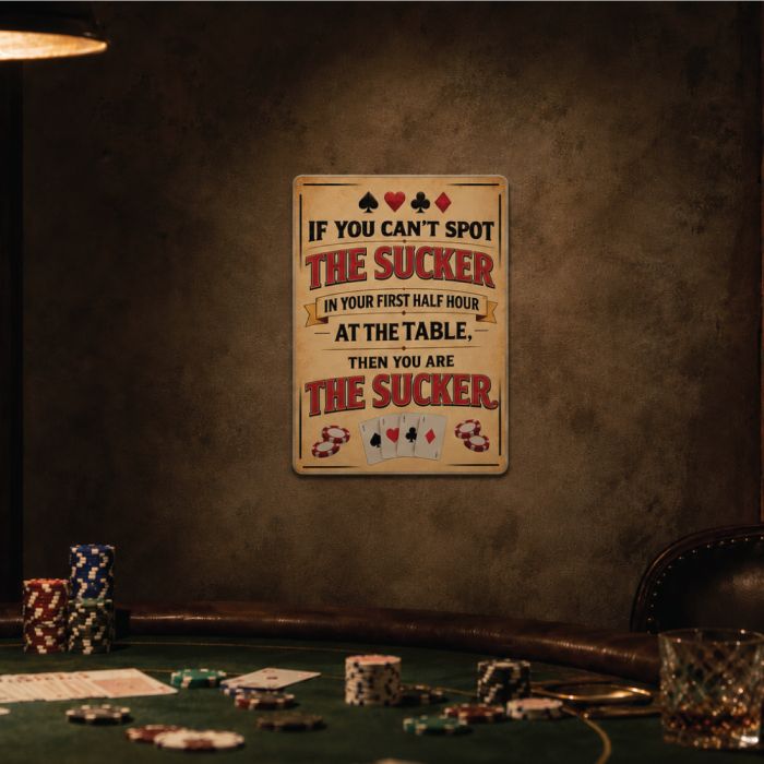 If You Can’t Spot The Sucker Poker Aluminum Sign 40 x 30 cm | Rounders Inspired Poker Quote Wall Decor