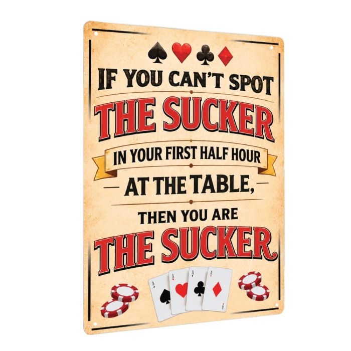 If You Can’t Spot The Sucker Poker Aluminum Sign 40 x 30 cm | Rounders Inspired Poker Quote Wall Decor