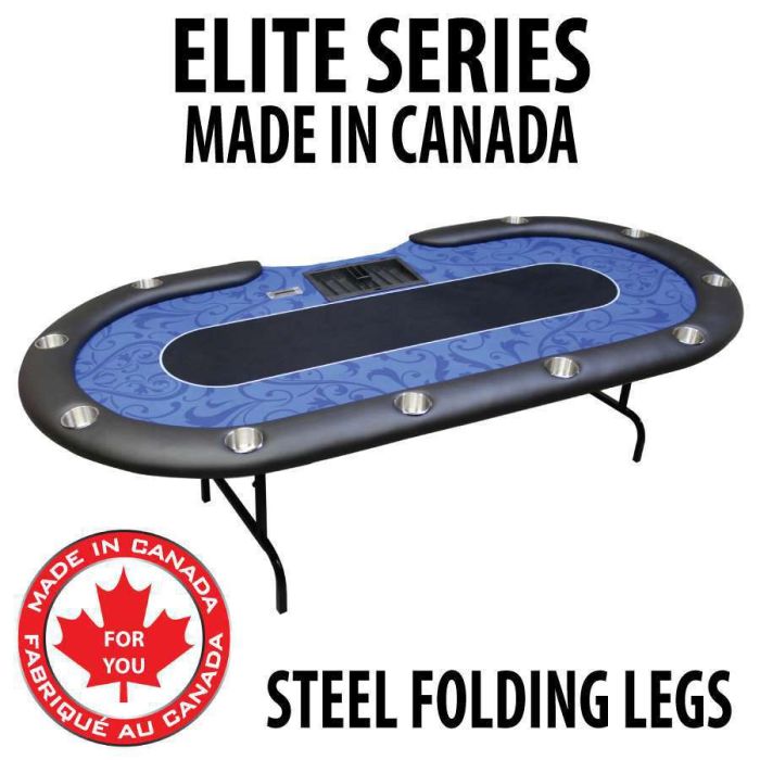 POKER TABLE SPS ELITE - Blue Dealer Table With Steel Folding Legs