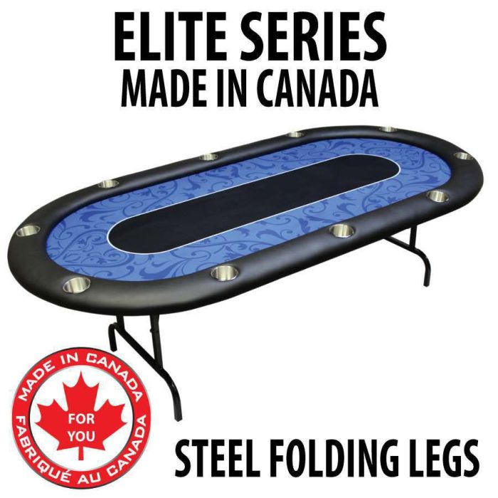 POKER TABLE SPS ELITE - Blue Full Bumper Table With Steel Folding Legs