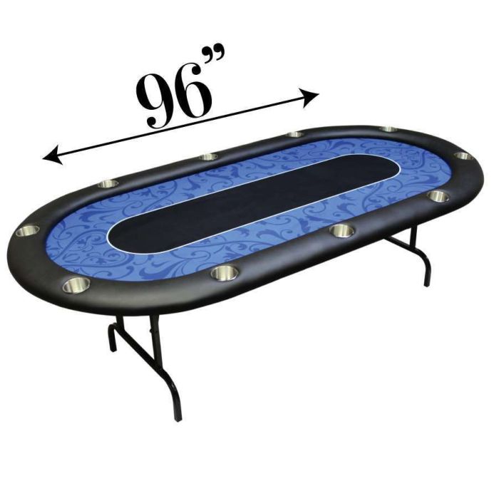 POKER TABLE SPS ELITE - Blue Full Bumper Table With Steel Folding Legs