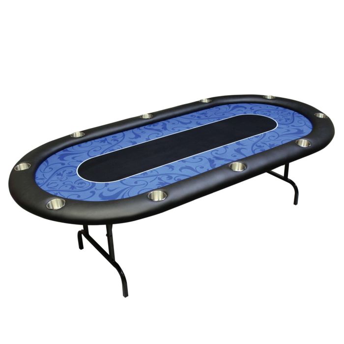 POKER TABLE SPS ELITE - Blue Full Bumper Table With Steel Folding Legs