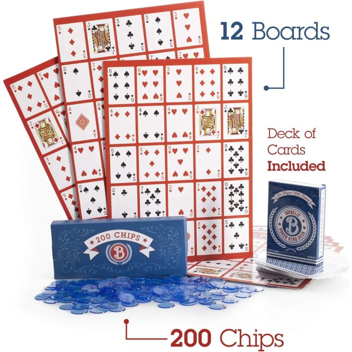 Poker Keno Game Set – 12 Player Boards, 200 Chips & Playing Cards