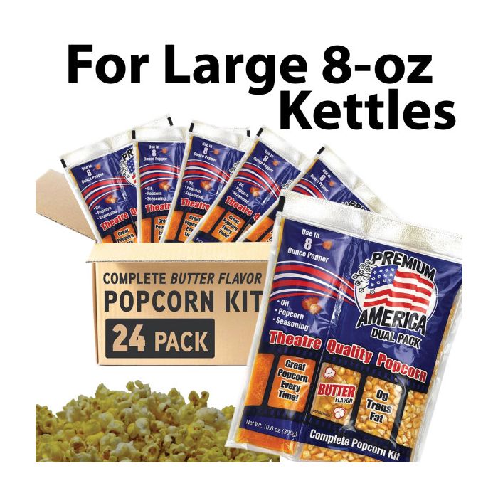 Premium America Theatre Quality Popcorn 8 oz Packs – Case of 24