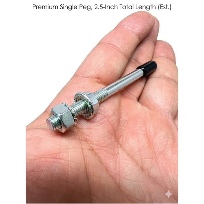 Prize Wheel Replacement Pins 1/4 Inch with Vinyl Tips, Washers & Lock Nuts – Pack of 5 – 3" Long Metal Pegs for Pro Grade Prize Wheels