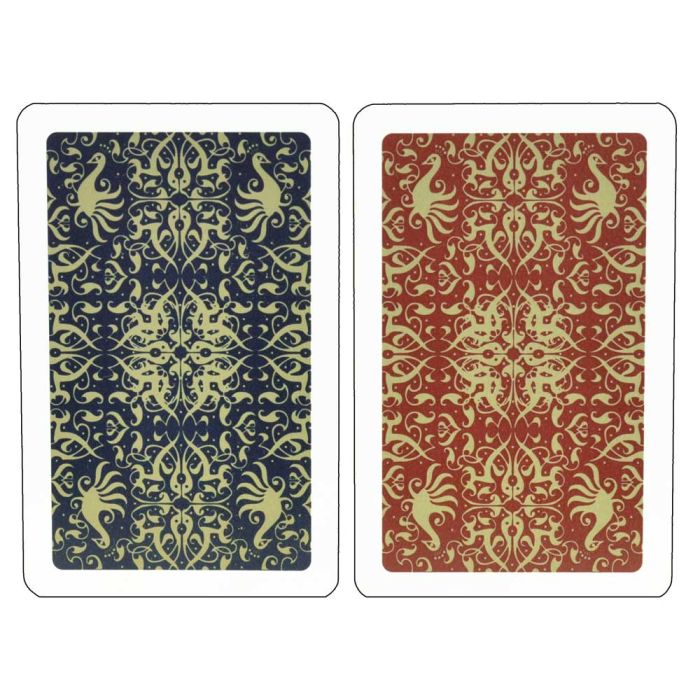 Copag Script Design 100% Plastic Playing Cards – Red/Blue Bridge Jumbo Index 2-Deck Leather Case Set