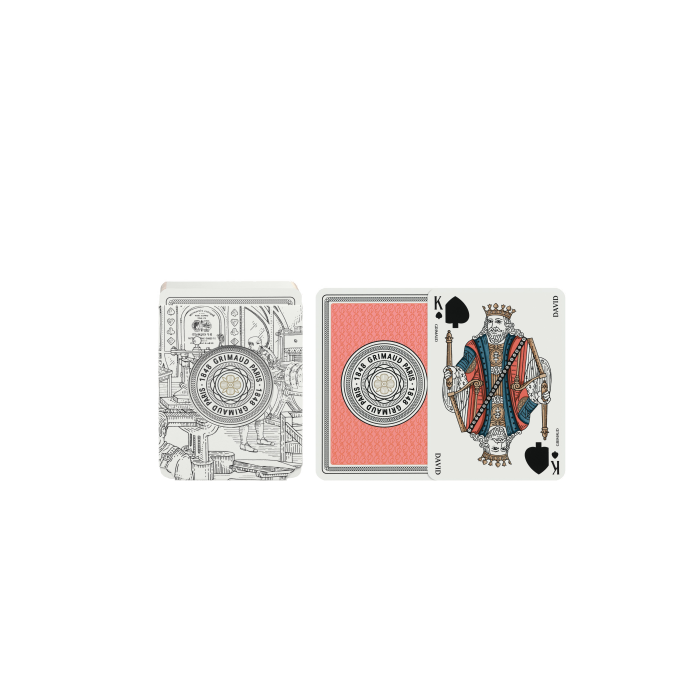 Grimaud Playing Card Pack°201 : 1 Deck of 54 cards, designed for bridge and poker, with coral red card back. English Indices. 