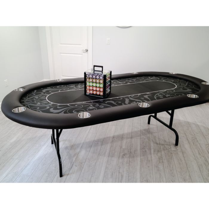 Dye Sublimation Casino Poker Table Cloth - BLACK ELITE Design for 8 x 4 foot table 