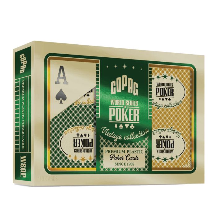 WSOP Vintage Copag Playing Cards Poker GREEN/GOLD Jumbo Index Double Deck Set